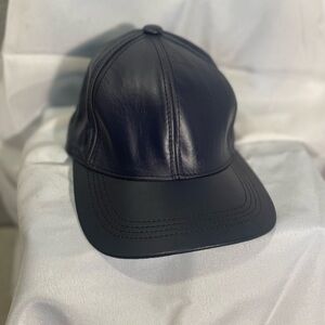 Blue Leather Baseball Cap